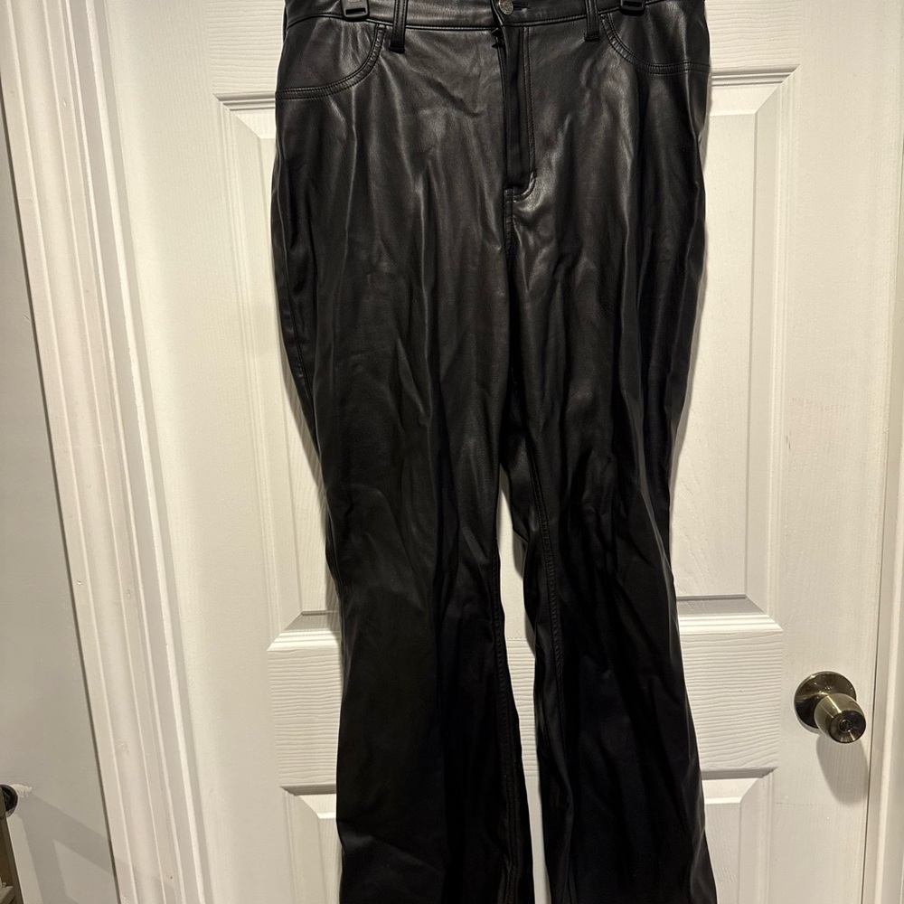 Hollister Black Leather Flare Pants